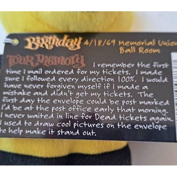 King Bee Bear Grateful Dead Plush Doll Beanie Collectible Concert Tour Music NWT - Picture 4 of 4